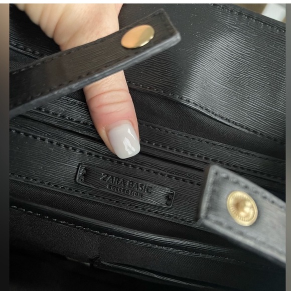 ZARA Convertible Backpack/Purse Bag Hard Shell Black with Gold Hardware - Picture 10 of 12